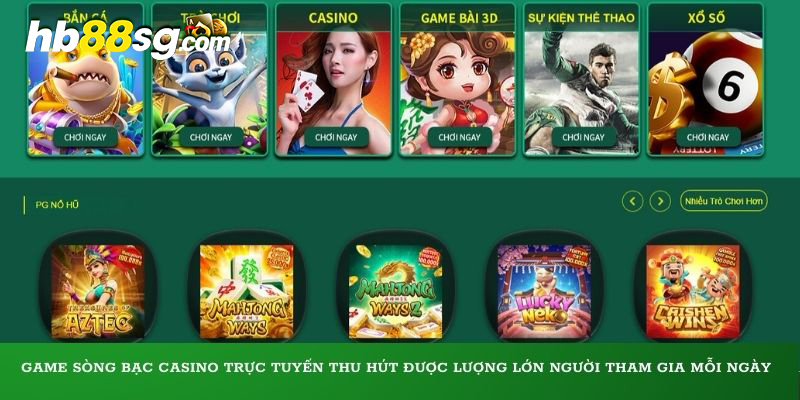 Game sòng bạc casino trực tuyến thu hút được lượng lớn người tham gia mỗi ngày