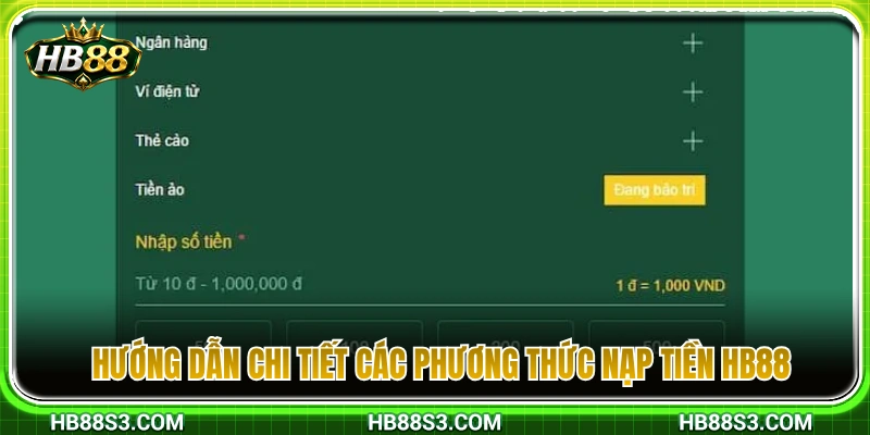Nạp Tiền HB88 2 Cách thức thực hiện nạp tiền HB88 qua đa dạng các phương thức